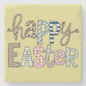 ハッピーイースターキュートフローラバニー春ヒョウ ストーンコースター (正面)