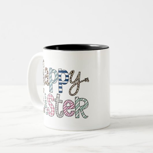 ハッピーイースターキュートフローラバニー春ヒョウ ツートーンマグカップ (正面左)