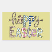 ハッピーイースターキュートフローラバニー春ヒョウ 長方形シール (正面)