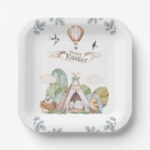 ハッピーイースターキュートボホテ素朴ーペ子供の誕生日 ペーパープレート (正面)