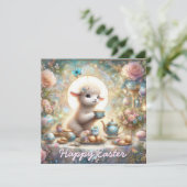 ハッピーイースターキュートラムティーパーティークリスチャン シーズンカード (スタンド正面)