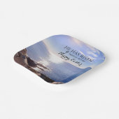 ハッピーイースターキリストが青い海写真を復活 ペーパープレート (傾斜あり)