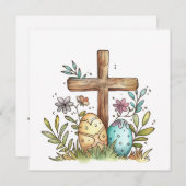 ハッピーイースタークリスチャンカード、イースターエッグクロス シーズンカード (正面/裏面)