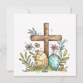 ハッピーイースタークリスチャンカード、イースターエッグクロス シーズンカード (裏面)