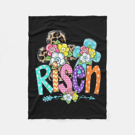 ハッピーイースタークリスチャン女の子ママ彼は上昇L フリースブランケット (正面)