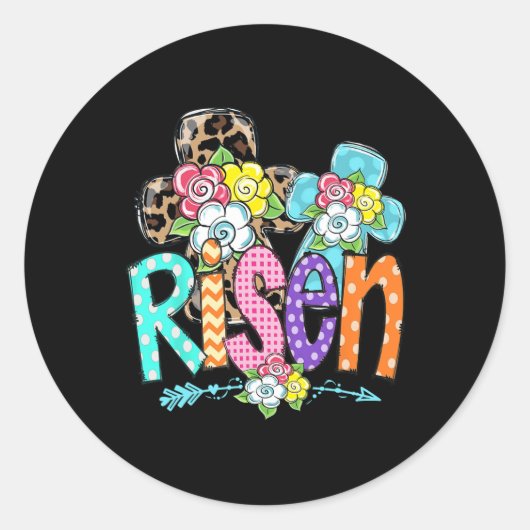 ハッピーイースタークリスチャン女の子ママ彼は上昇L ラウンドシール (正面)