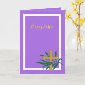 ハッピーイースタークロスと緑グリーティングカード カード (黄色い花)