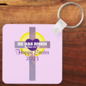 ハッピーイースタークロス聖書カスタム聖句Year Purple キーホルダー (裏面)