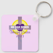 ハッピーイースタークロス聖書カスタム聖句Year Purple キーホルダー (裏面)