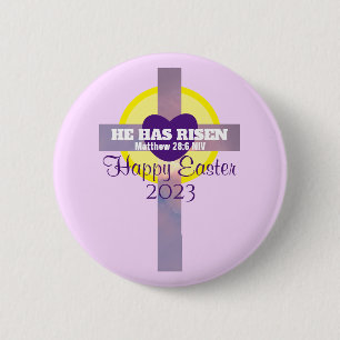 ハッピーイースタークロス聖書カスタム聖句Year Purple 缶バッジ