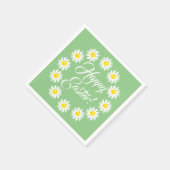 ハッピーイースターグリーンスクリプトかわいいデイジー陽気 スタンダードカクテルナプキン (角)
