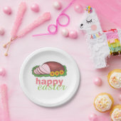 ハッピーイースターグレーズスライスハムディナープレート ペーパープレート (パーティー)