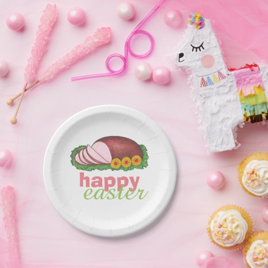 ハッピーイースターグレーズスライスハムディナープレート ペーパープレート (パーティー)