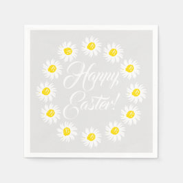 ハッピーイースターグ淡い色のレースクリプトかわいいデイジー陽気 スタンダードカクテルナプキン