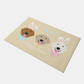 ハッピーイースターゴールデンレトリバードッグ ドアマット (アングル)