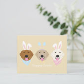 ハッピーイースターゴールデンレトリバードッグ ポストカード (スタンド正面)