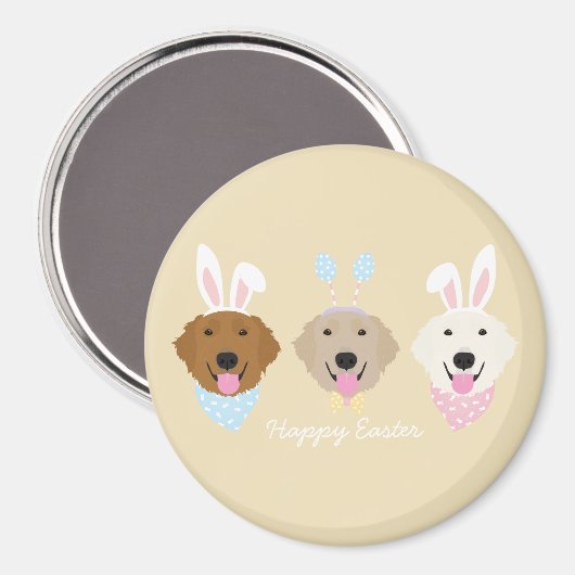 ハッピーイースターゴールデンレトリバードッグ マグネット (正面/裏面)