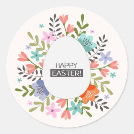 ハッピーイースターシール（卵と花） ラウンドシール