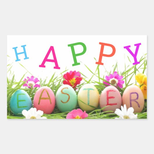 ハッピーイースターシール 長方形シール (正面)