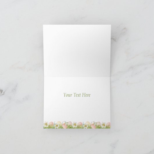 ハッピーイースタースウィートバニーパーソナライズされたフローラ ノートカード (内部)