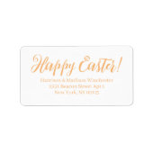 ハッピーイースタースクリプトオレンジ色の白差出人住所 ラベル (正面)