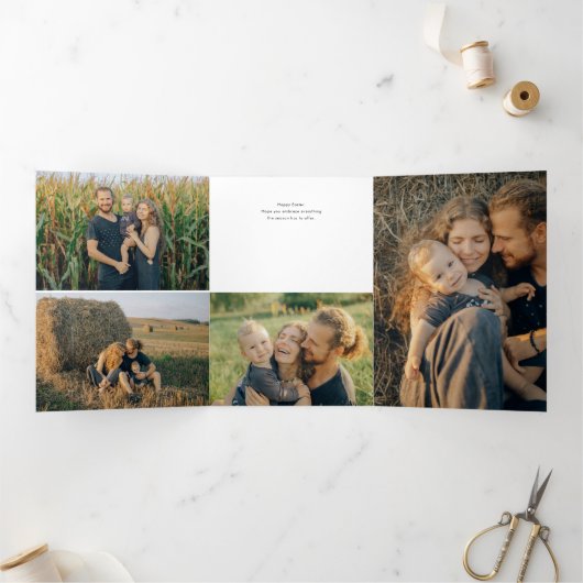 ハッピーイースタースクリプト数々のの写真 三つ折りクリスマスカード (内部)