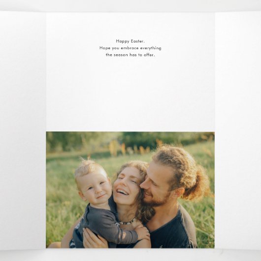 ハッピーイースタースクリプト数々のの写真 三つ折りクリスマスカード (内部中)