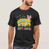 ハッピーイースタースクールバスかわいいバニー耳イースターデー Tシャツ (正面)