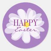 ハッピーイースターステッカーかわいいデイジー花 ラウンドシール (正面)