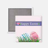 ハッピーイースターストライプのイースターエッグ マグネット (正面/裏面)