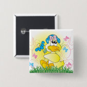 ハッピーイースタースプリングタイムアヒル 缶バッジ (正面&裏面)