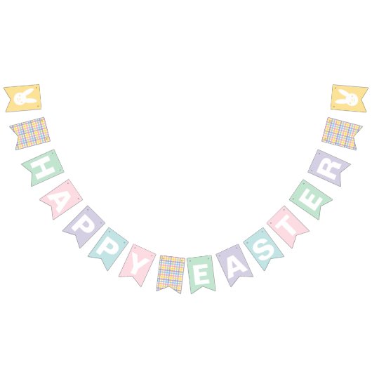 ハッピーイースタースプリントのパステルカラー バンティングフラッグ (全)