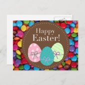ハッピーイースタースマートなチョコレートキャンディレインボー シーズンポストカード (正面/裏面)