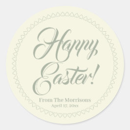 ハッピーイースターセージハート縁どカスタムスクリプト ラウンドシール