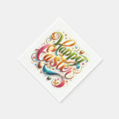 ハッピーイースタータイポグラフィグリッター スタンダードカクテルナプキン (角)