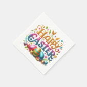 ハッピーイースタータイポグラフィグリッター スタンダードカクテルナプキン (角)