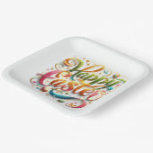 ハッピーイースタータイポグラフィグリッター ペーパープレート (傾斜あり)