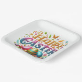 ハッピーイースタータイポグラフィグリッター ペーパープレート (傾斜あり)