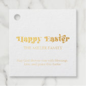 ハッピーイースタータイポグラフィパステルフラワーズパターン フェイバータグ (正面)
