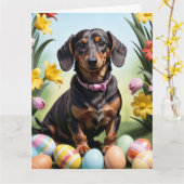 ハッピーイースターダシュント カード (黄色い花)