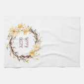 ハッピーイースターダフォジルフローラリース キッチンタオル (横)