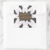 ハッピーイースターダークカスタムホール文字かわいいブニー スクエアシール (バッグ)