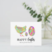 ハッピーイースターチキンと卵の水色 シーズンポストカード (スタンド正面)