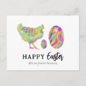 ハッピーイースターチキンと卵の水色 シーズンポストカード (正面)