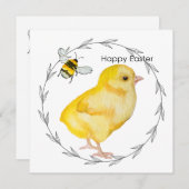 ハッピーイースターチキンと春の花 招待状 (正面/裏面)