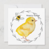 ハッピーイースターチキンと春の花 招待状 (正面)
