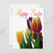 ハッピーイースターチューリップグリーティングカード シーズンポストカード (正面/裏面)