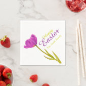 ハッピーイースターチューリップパープル春名紙ナプキン スタンダードカクテルナプキン (インサイチュ)