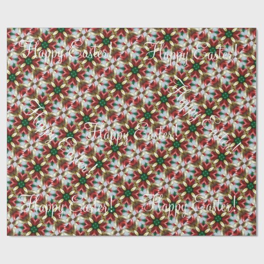 ハッピーイースターチョコレートエッグ万華鏡のように千変万化するパターン花 ラッピングペーパー (フラット)