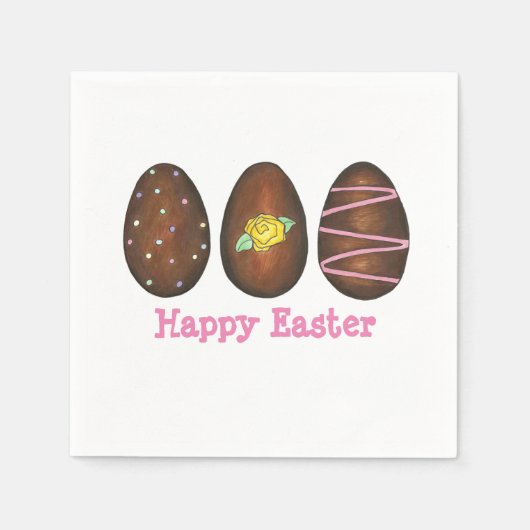 ハッピーイースターチョコレートバタークリームエッグキャンディー スタンダードカクテルナプキン (正面)